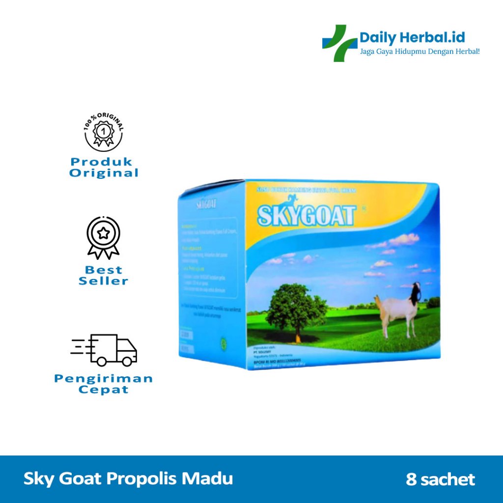 

SKYGOAT - Susu Kambing Etawa Bubuk SKY GOAT Vanilla Propolis Rasa Madu 1 Box Isi 8 Sachet