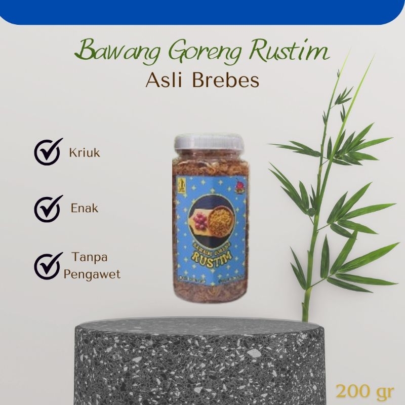 

Bawang Goreng Rustim 200gr [Bawang Goreng Premium, Asli Brebes][Bawang Merah Goreng Asli] [Bawang Goreng Asli] [Bawang Goreng Asli Tanpa Tepung]