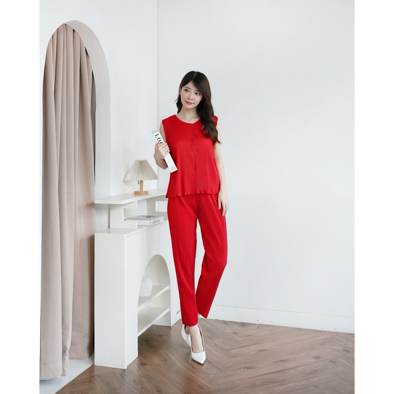 One Set Plisket Lidi 030/017 One Set Plisket / Oneset Tanktop Kulot Plisket / Atasan Plisket / Kulot