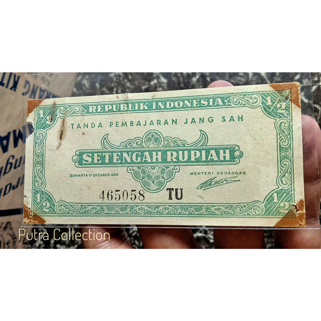 Uang Kuno Setengah Rupiah Tahun 1945 Bekas Edar (V39)
