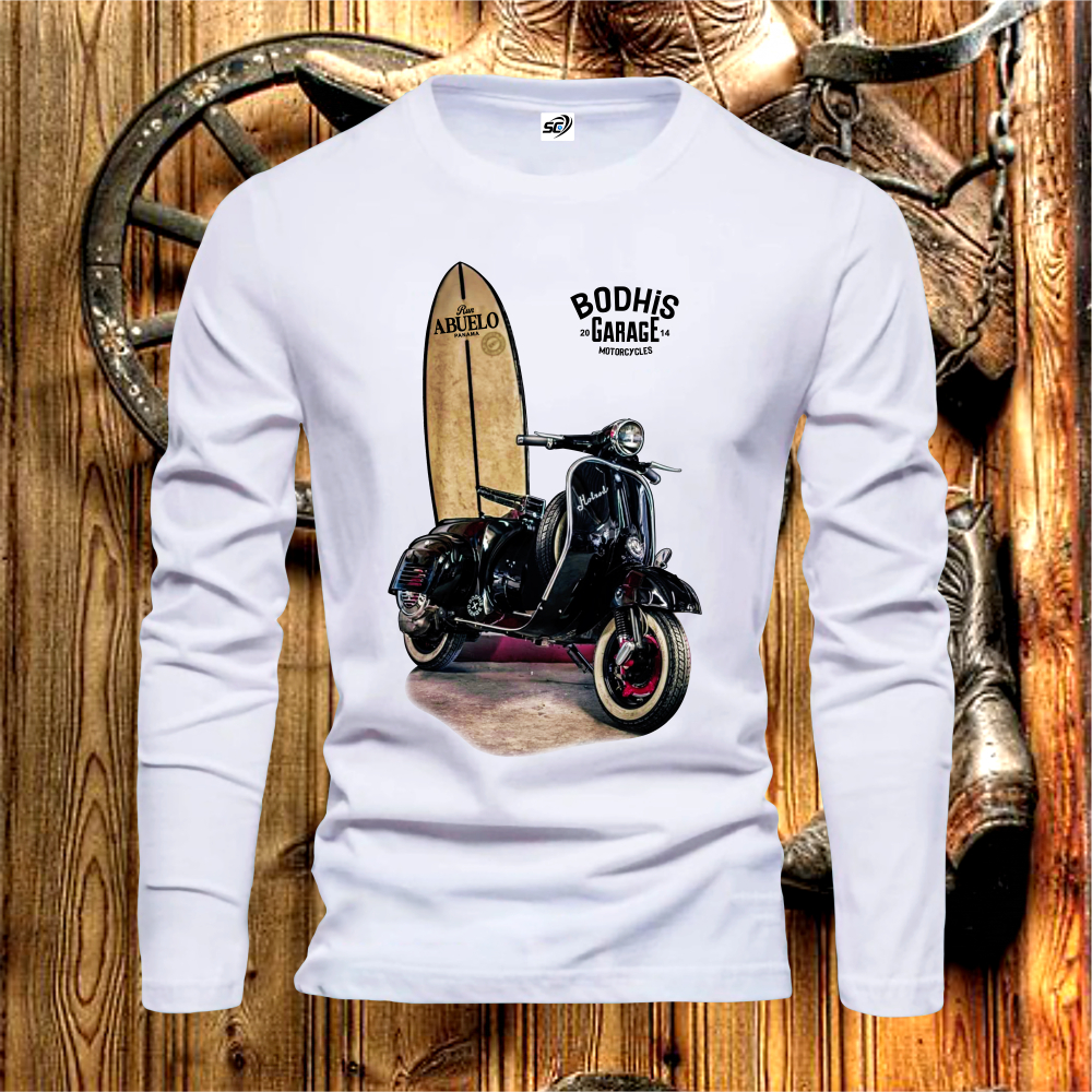 Kaos Vespa Lengan Panjang,TVBG,Kaos Digital Printing.Atasan Lengan Panjang,Kaos Lengan Panjang