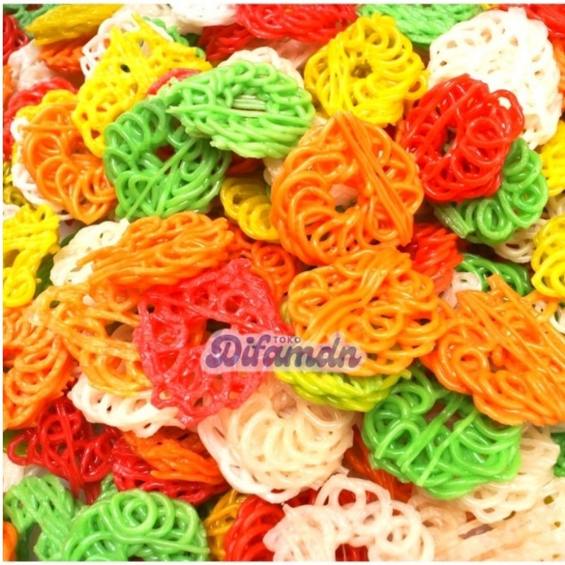 

Kerupuk rantai warna mentah / krupuk rantai warna / krecek krupuk warna