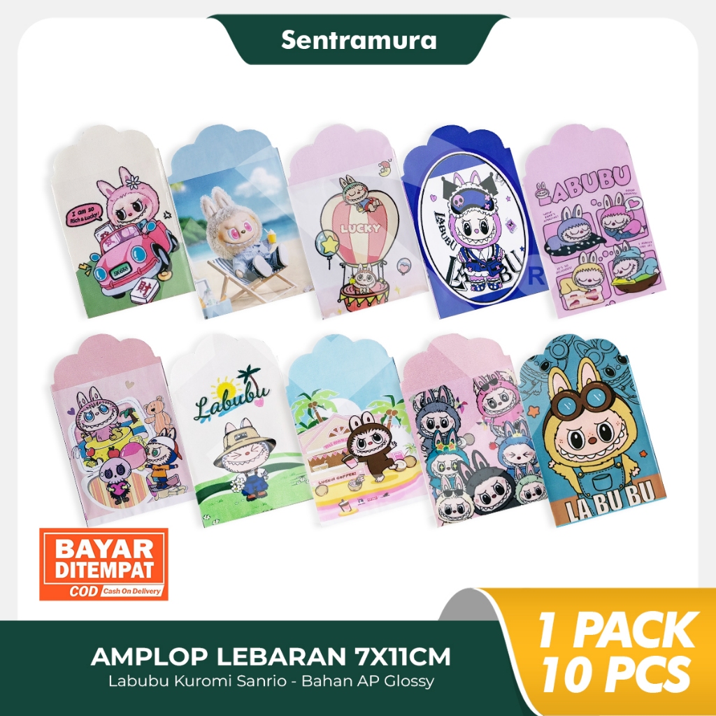 

[ 1 Pack isi 10 ] AMPLOP Lebaran Karakter Labubu Unik - Medium 7x11 cm
