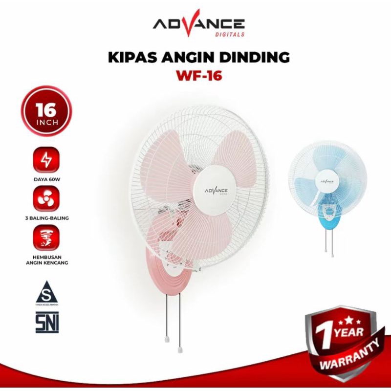Advance WF16 / WF-16 Kipas Angin Dinding 16inch 60 Watt Kipas Angin Low Watt