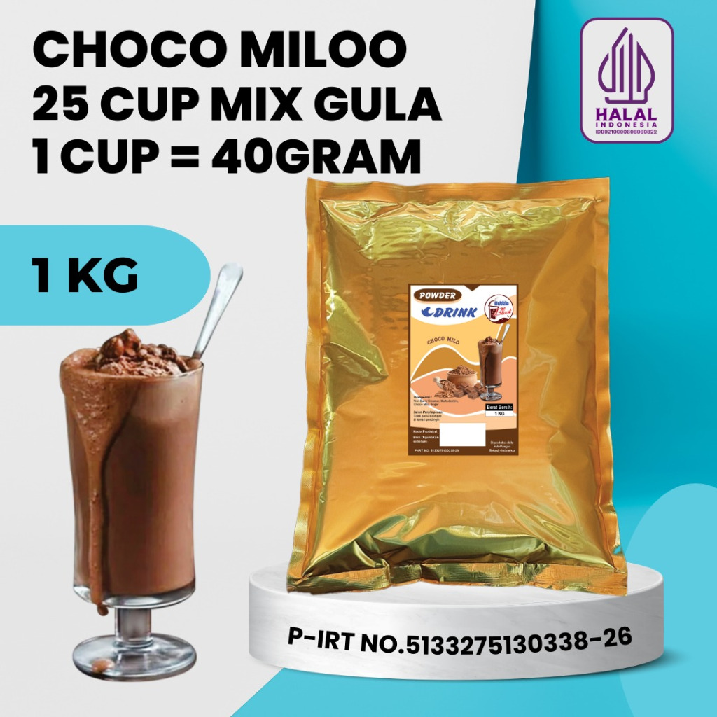 

Powder CHOCO MILOOO 1 KG - Bubuk Minuman Rasa Cokelat / Powder Chocolate Drink