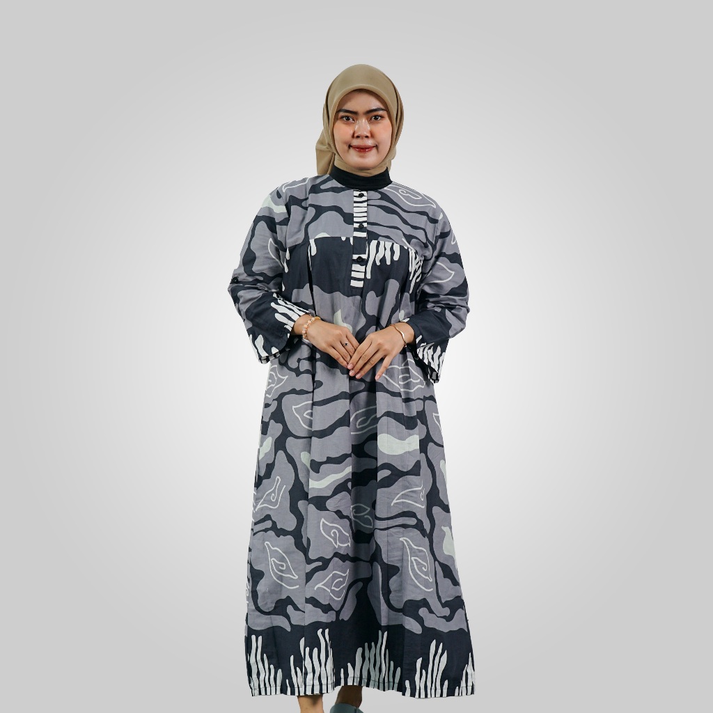 BATIK TRUSMI Dress Busui Gamis Jumbo Batik Megamendung Wanita Purana