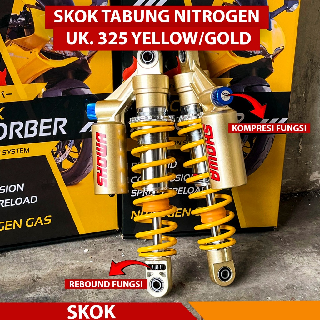 Skok Belakang Showa Shockbreaker Shock Showa Kuning Double Klik 325 MM Shok CB GL TIGER MEGAPRO