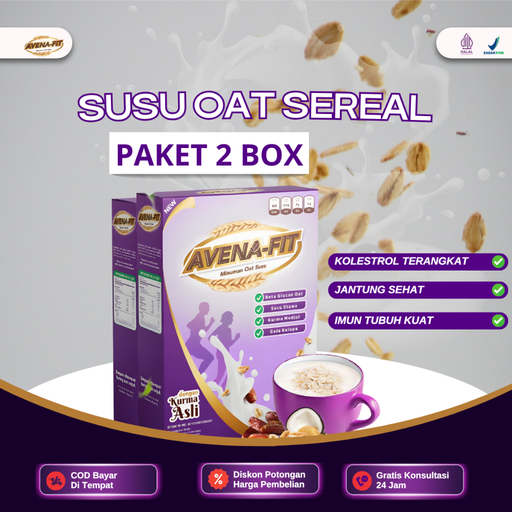 

AVENAFIT SUSU OAT SEREAL PAKET 2 BOX ATASI KOLESTROL DAN MASALAH JANTUNG
