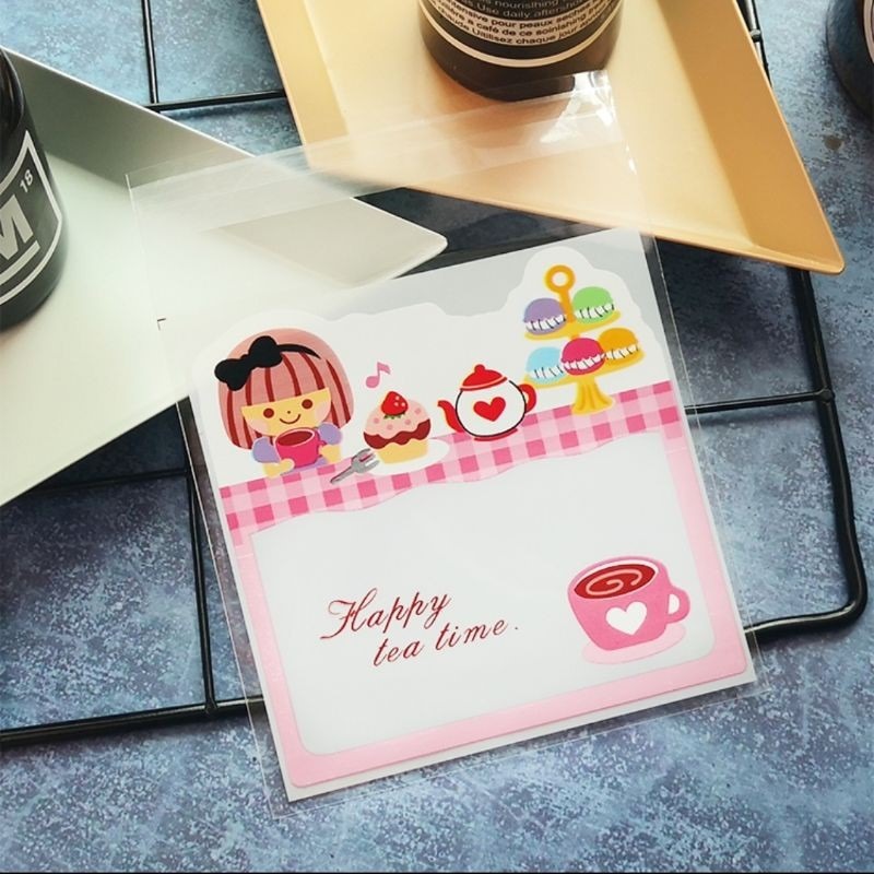 

OPP PLASTIK 10X10 MOTIF #M ISI 100LBR X 1, PLASTIK PEREKAT COCOK U/ROTI/COOKIES