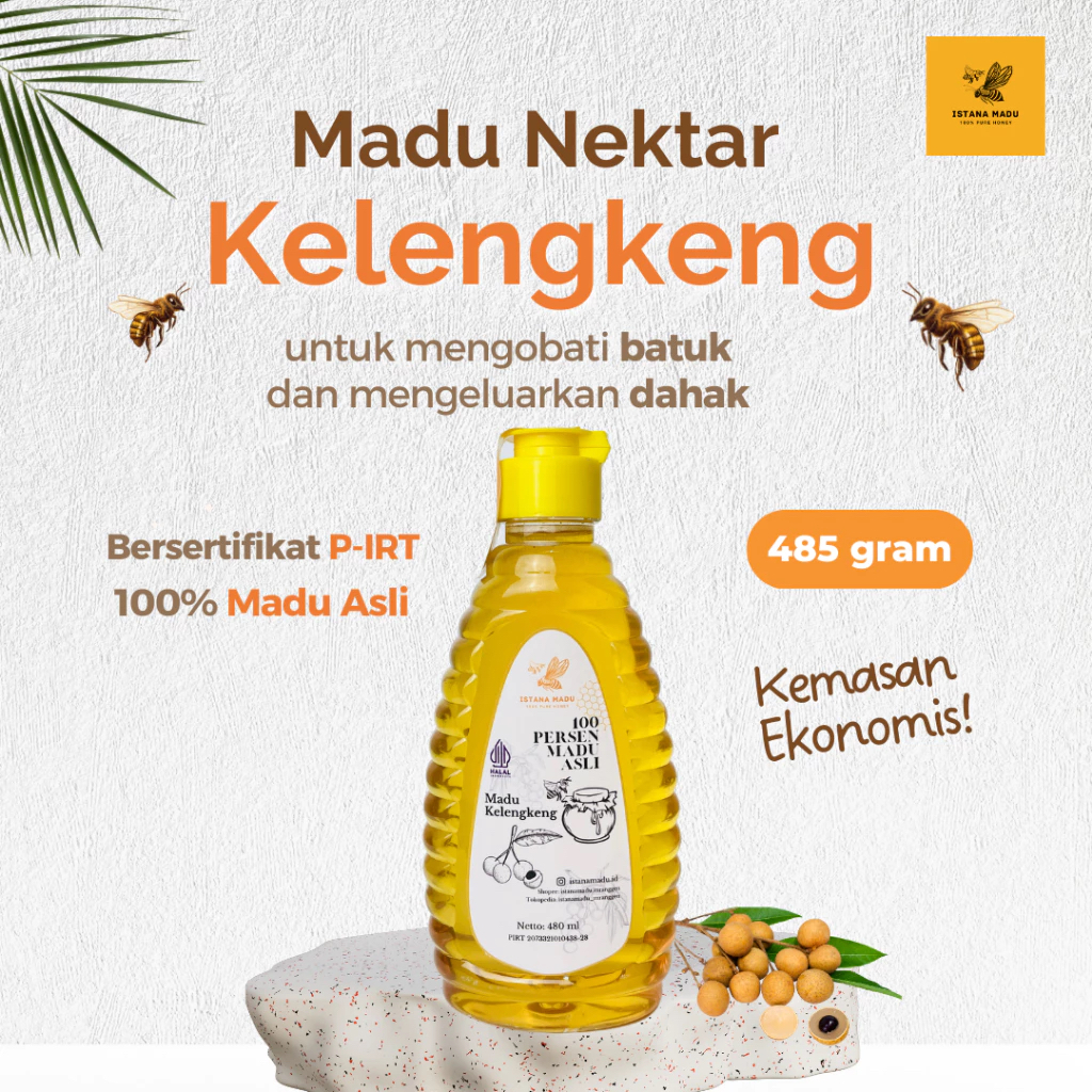 

[480 ml] Madu Kelengkeng Murni 100% - ISTANA MADU - Untuk flu, batuk, konsentrasi
