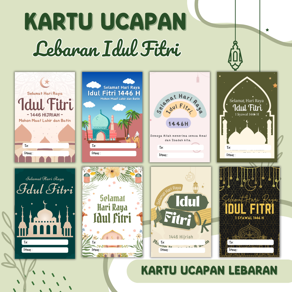 25 pcs Kartu Ucapan Lebaran/Hang Tag Idul Fitri/Hang Tag Idul Fitri 1446 H/Kartu Ucapan Hampers Leba