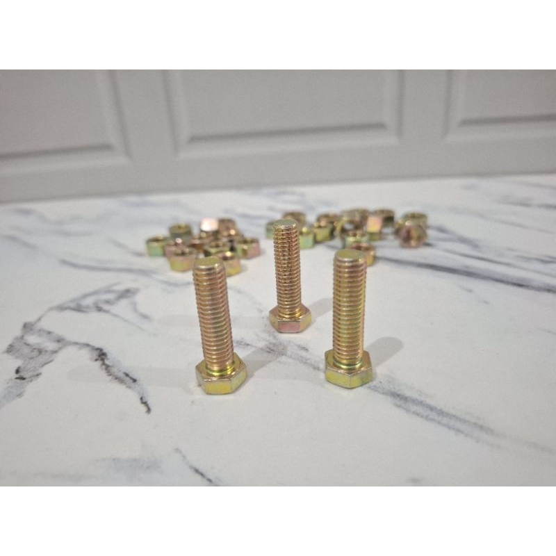 Baut Kuning 8x30mm/ Baut Mur Hexagon Kuning / Baut Mur Hex