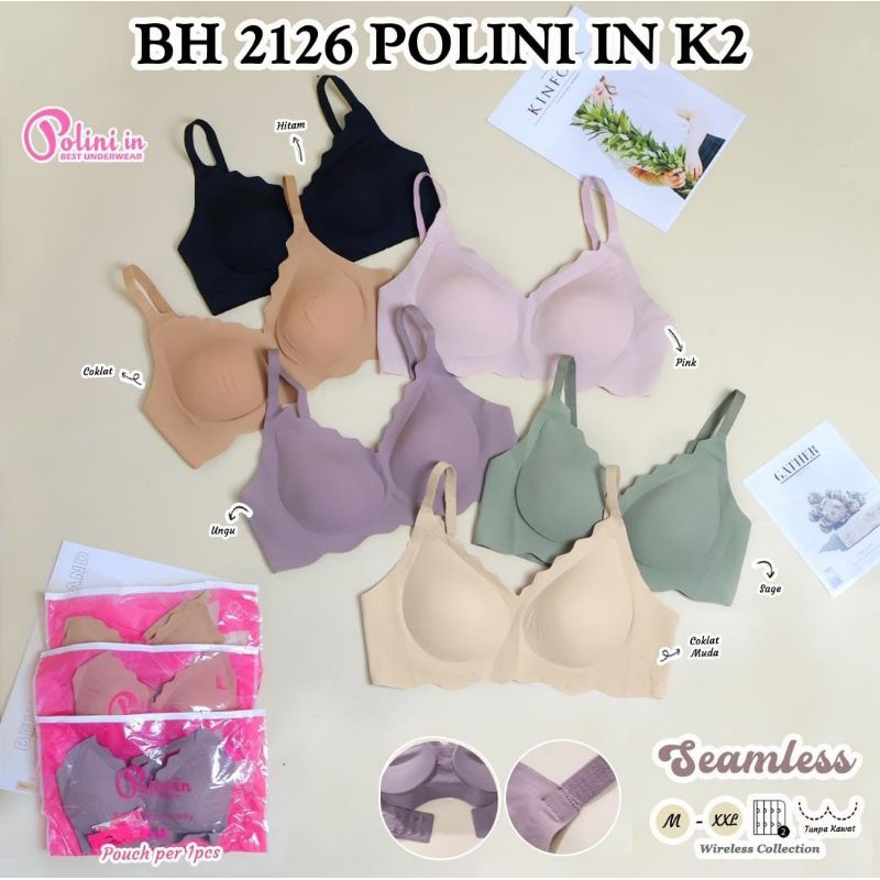 POLINI BRA PUSH UP SOFT JELLY BUSA TIPIS TANPA KAWAT BAHAN NILON BH 2126