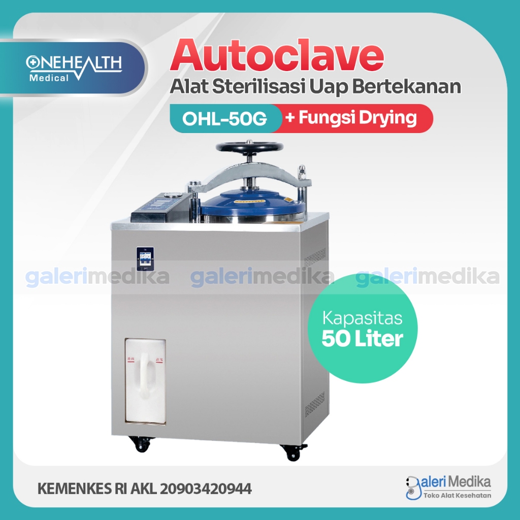 OneHealth OHL-50G Autoclave 50 Liter Sterilisasi Uap Basah dengan Fungsi Drying