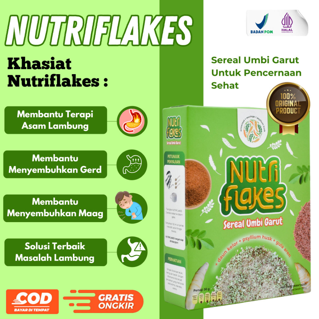 

Nutriflakes Sereal Umbi Garut Membantu Mengobati Maag dan Radang Lambung Original 100%