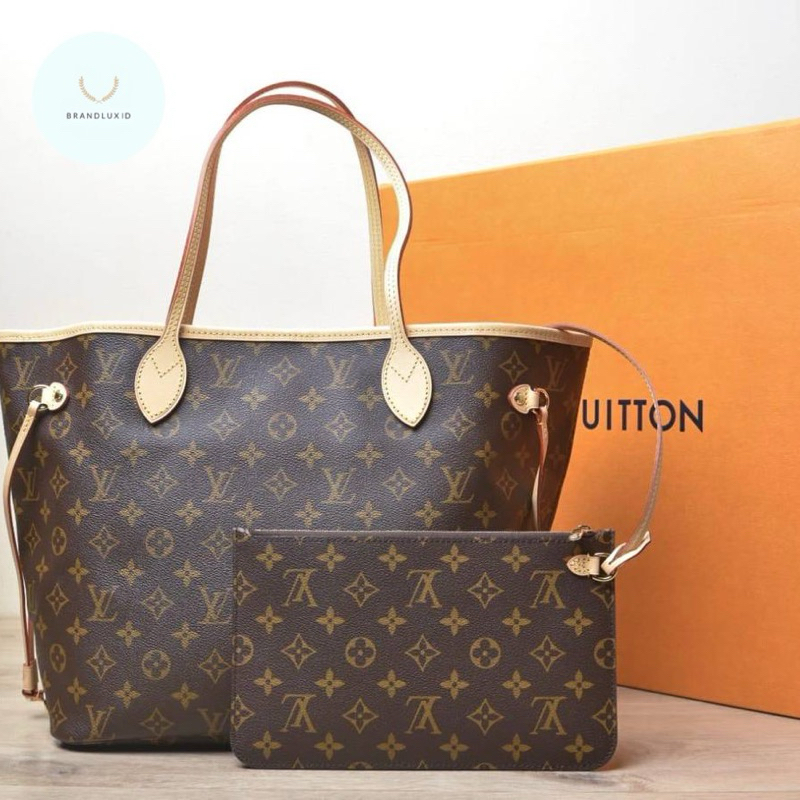 LV Neverfull MM Monogram Red/Cerise & Beige