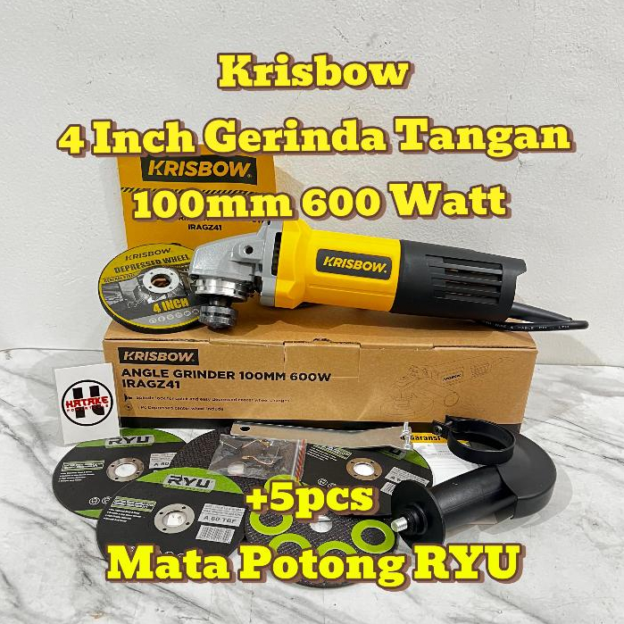 KRISBOW IRAGZ41 Original Gerinda Tangan 4 Inch + 5pcs Mata Potong RYU / Gerinda Tangan 100mm IRAGZ41