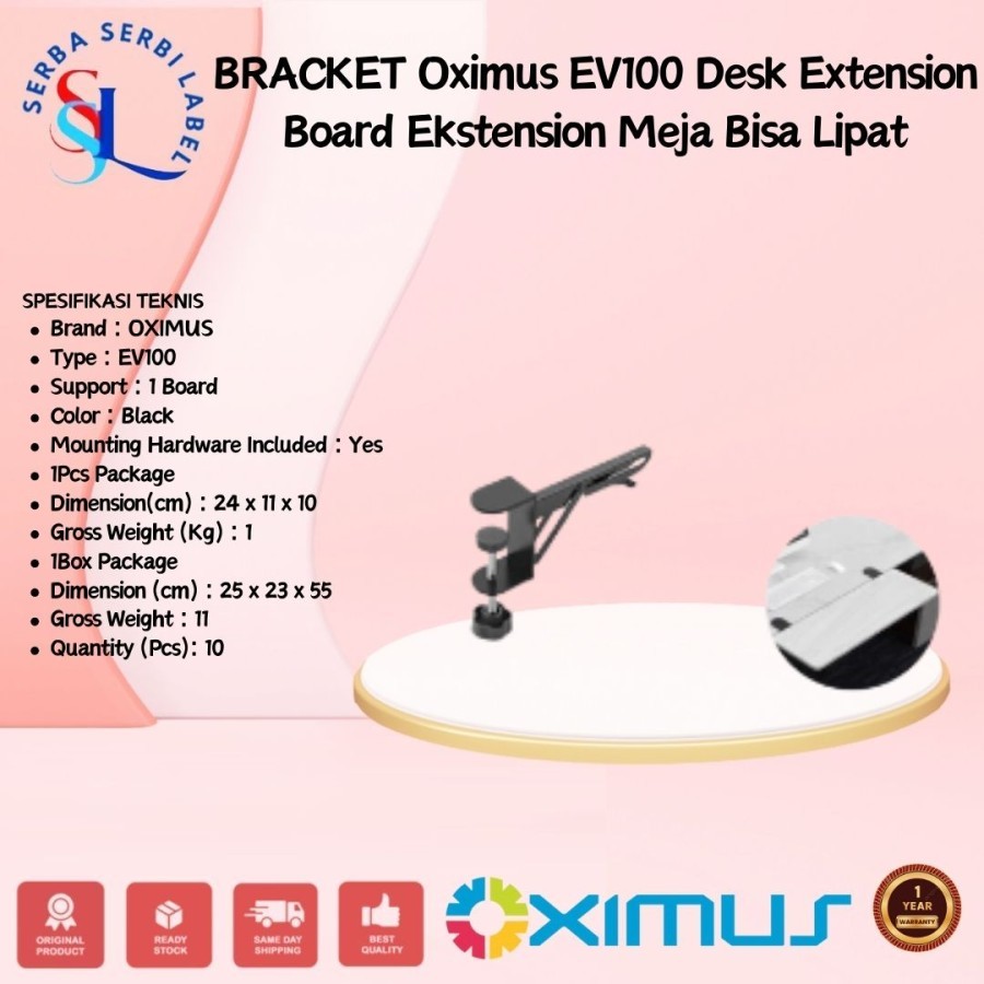 BRACKET Oximus EV100 Desk Extension Board Ekstension Meja Bisa Lipat
