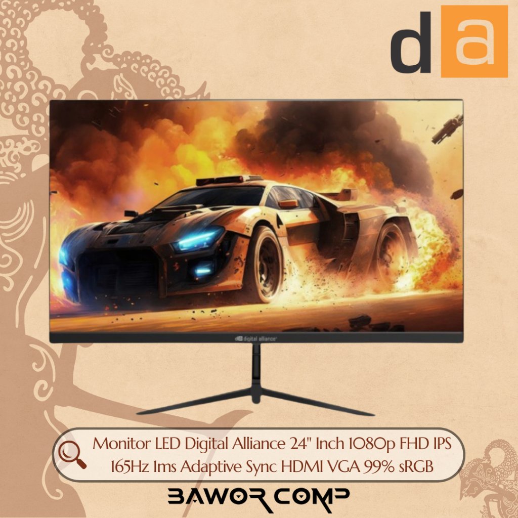 Monitor LED Digital Alliance 24" Inch 1080p FHD IPS 165Hz 1ms Adaptive Sync HDMI VGA 99% sRGB - DA24