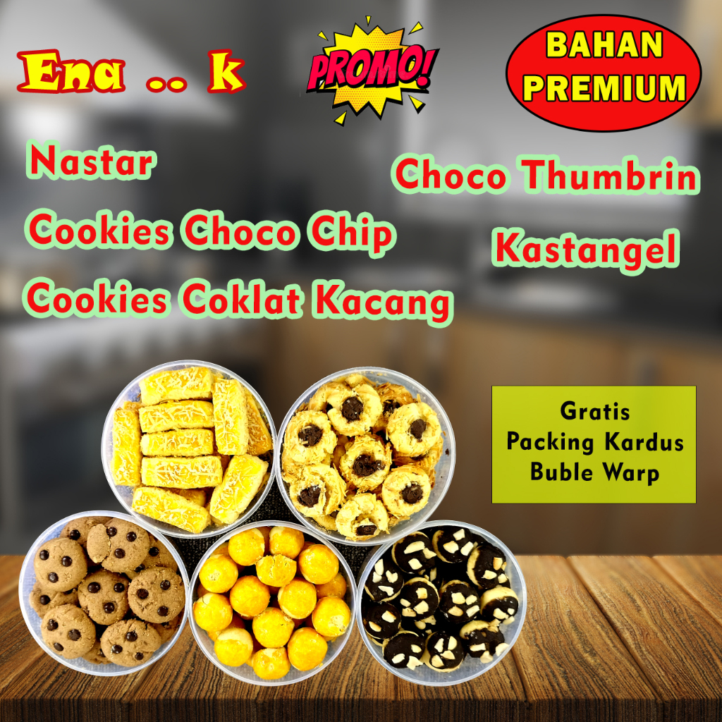 

Kue kering Nastar Kastangel Choco Thumbrint Cookies coklat kacang Cookies Choco chip PROMO TERBATAS BAHAN PREMIUM