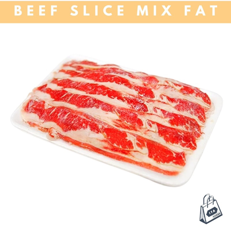 

BEEF SLICE MIX | Daging Slice Mix 500gr HALAL | Daging Slice Kadar Lemak 40%