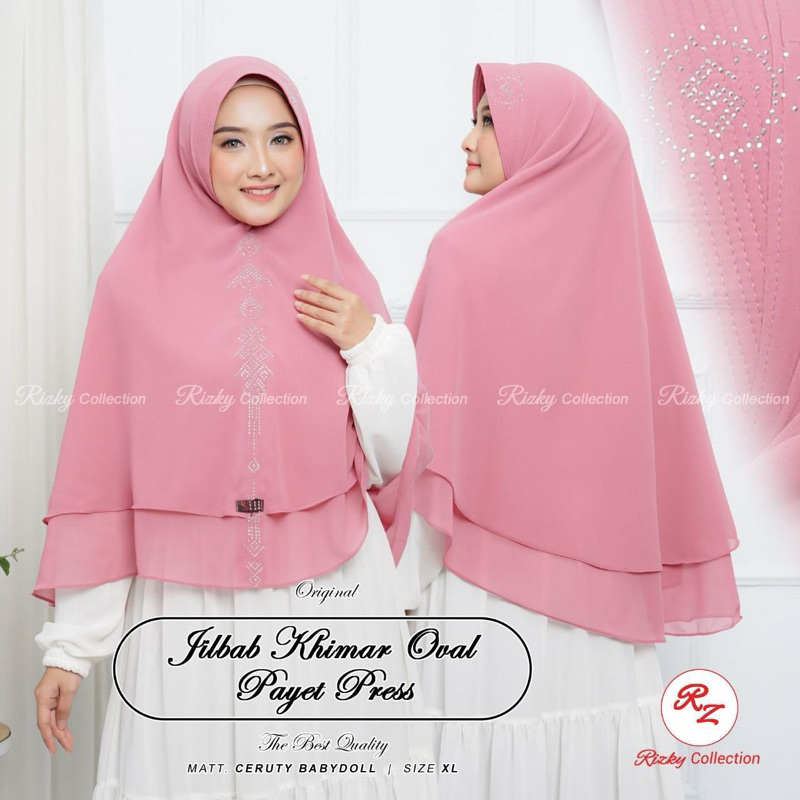 JILBAB SYARI OVAL KHIMAR PAYET CERUTY BABYDOLL 2 LAYER