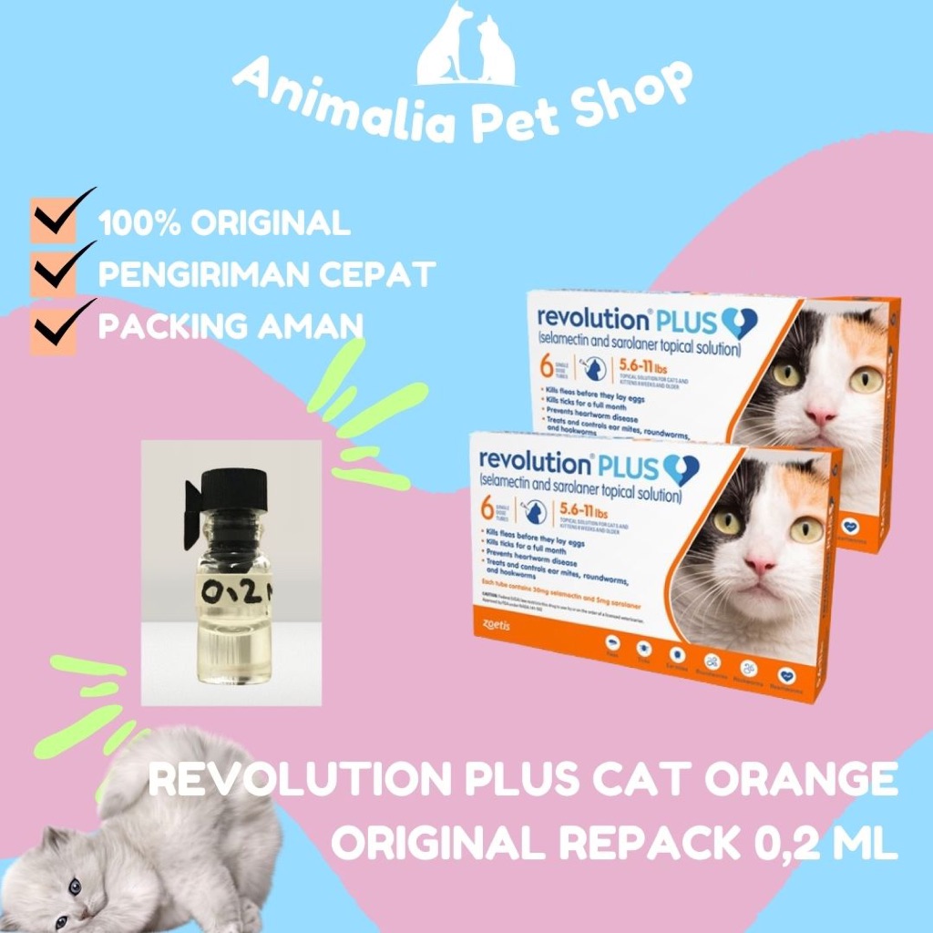 Repack Revolution Plus Cat Orange 0,2 ML (2,5 - 5 KG)  / Obat Kutu Kucing Revolution Orange Original