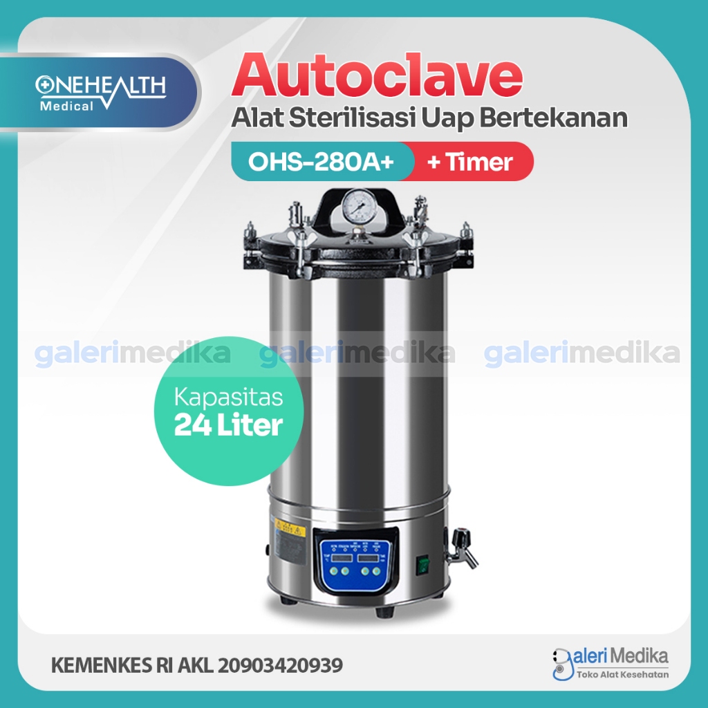 Autoclave 24 Liter OneHealth OHS-280A+ - Alat Sterilisasi Basah dengan Timer