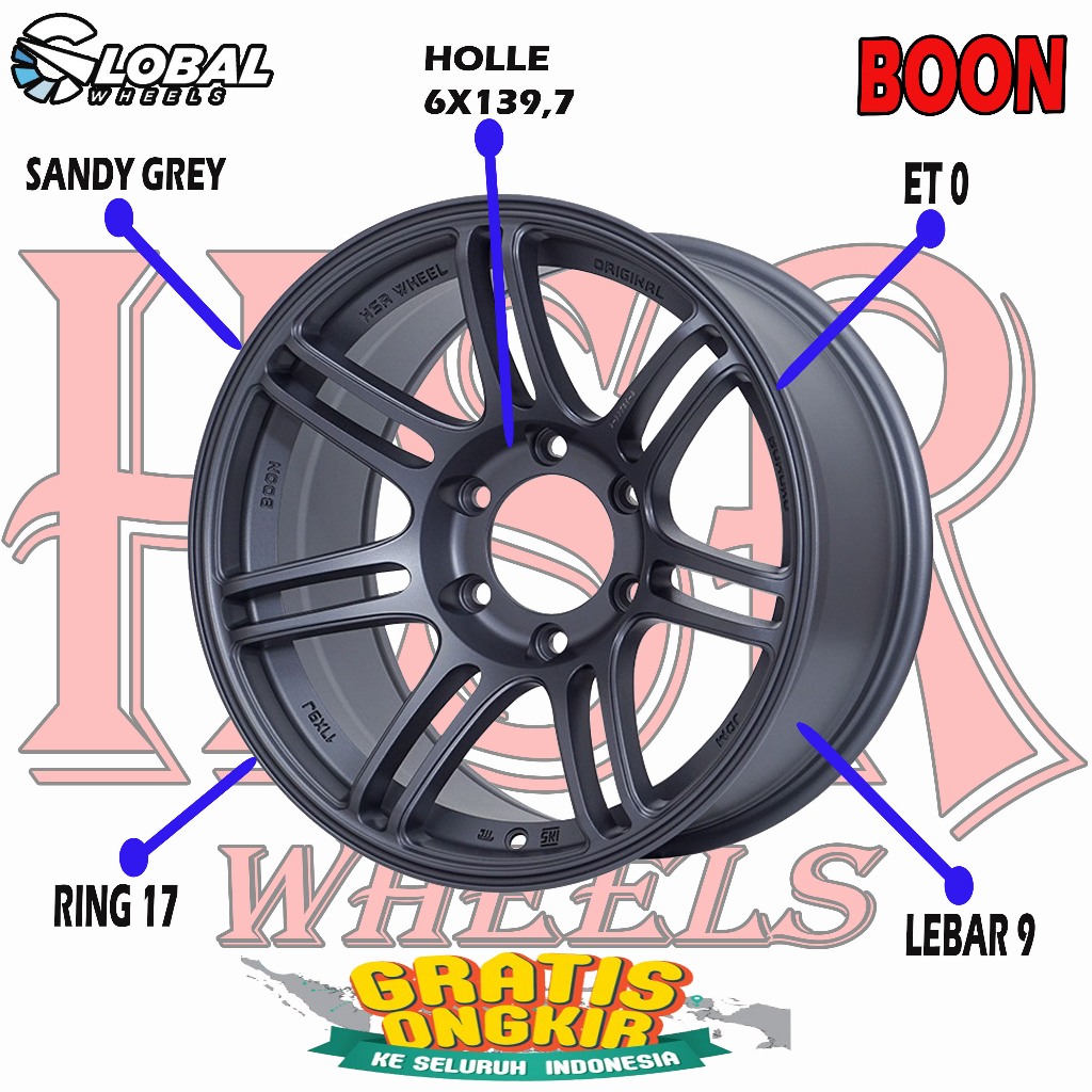 Velg Mobil Racing Ring 17 HSR Boon Buat Fortuner, Pajero, Hilux, Triton, Everest Dll