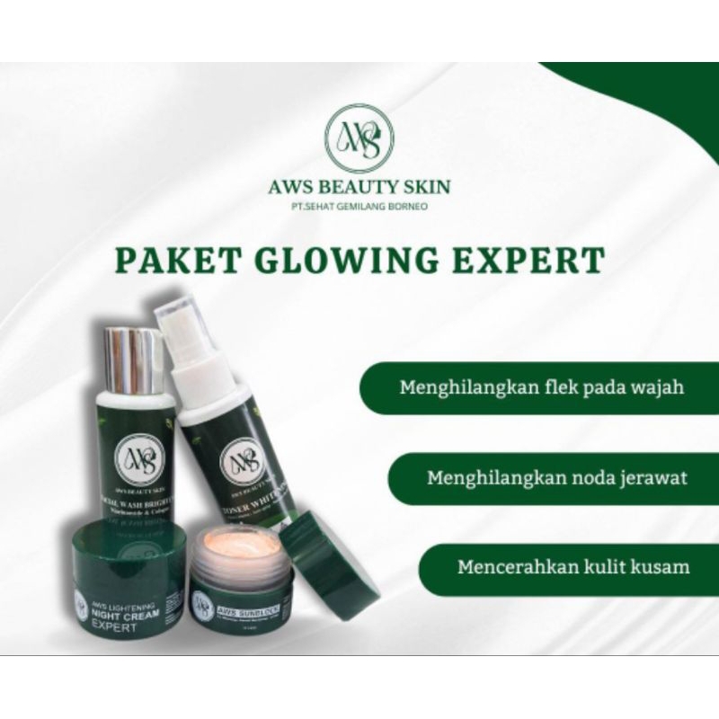 PAKET GLOWING  EXPERT BPOM (PENGGANTI PAKET PLATINUM DAN PAKET DIAMOND) AWS BEAUTY SKIN