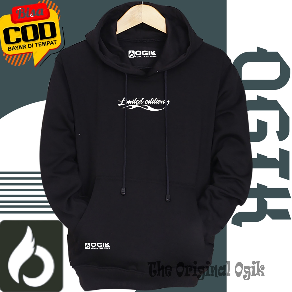 Hoodie Distro Pria Wanita OGIK Warna Hitam Sablon Limited Edition letter Switer Hudie Unisex Murah C