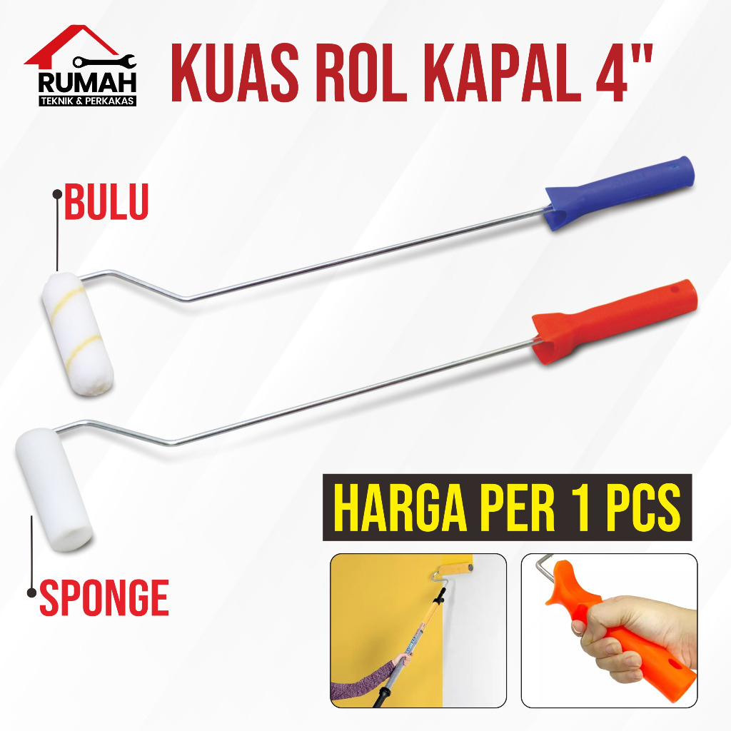 KUAS ROL KAPAL 4” PANJANG (BULU/SPONGE) / Kuas cat rol tembok paint roller