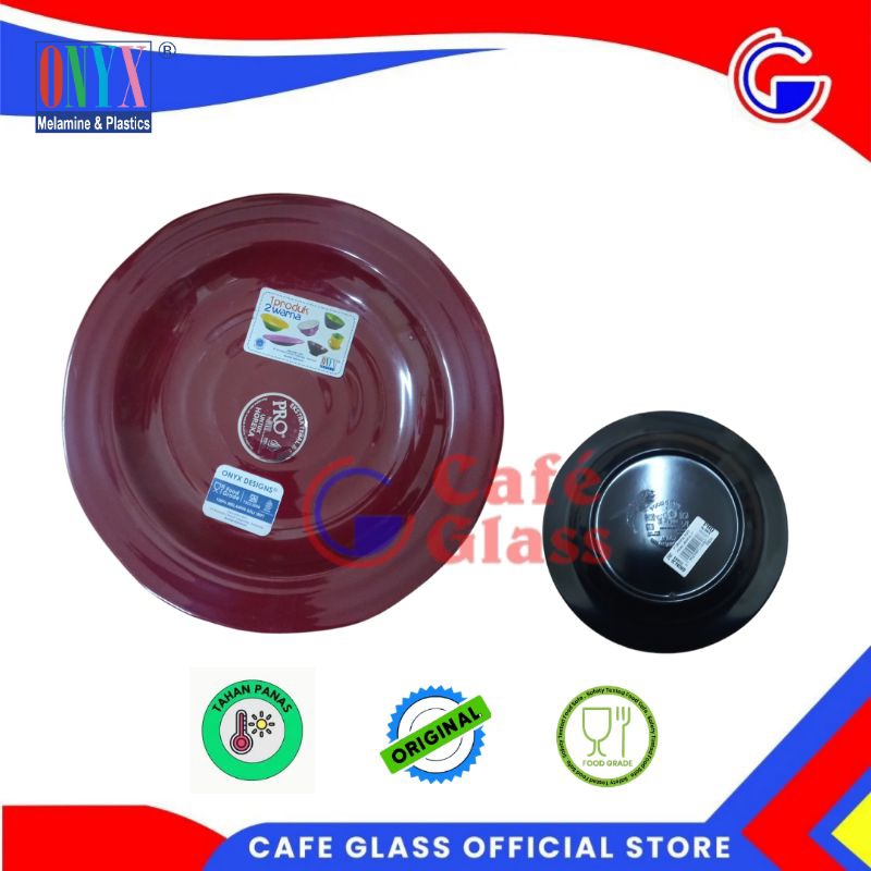 PIRING MELAMIN SET ORIENTAL 9" | PIRING MAKAN BESAR 2 WARNA MELAMIN ONYX