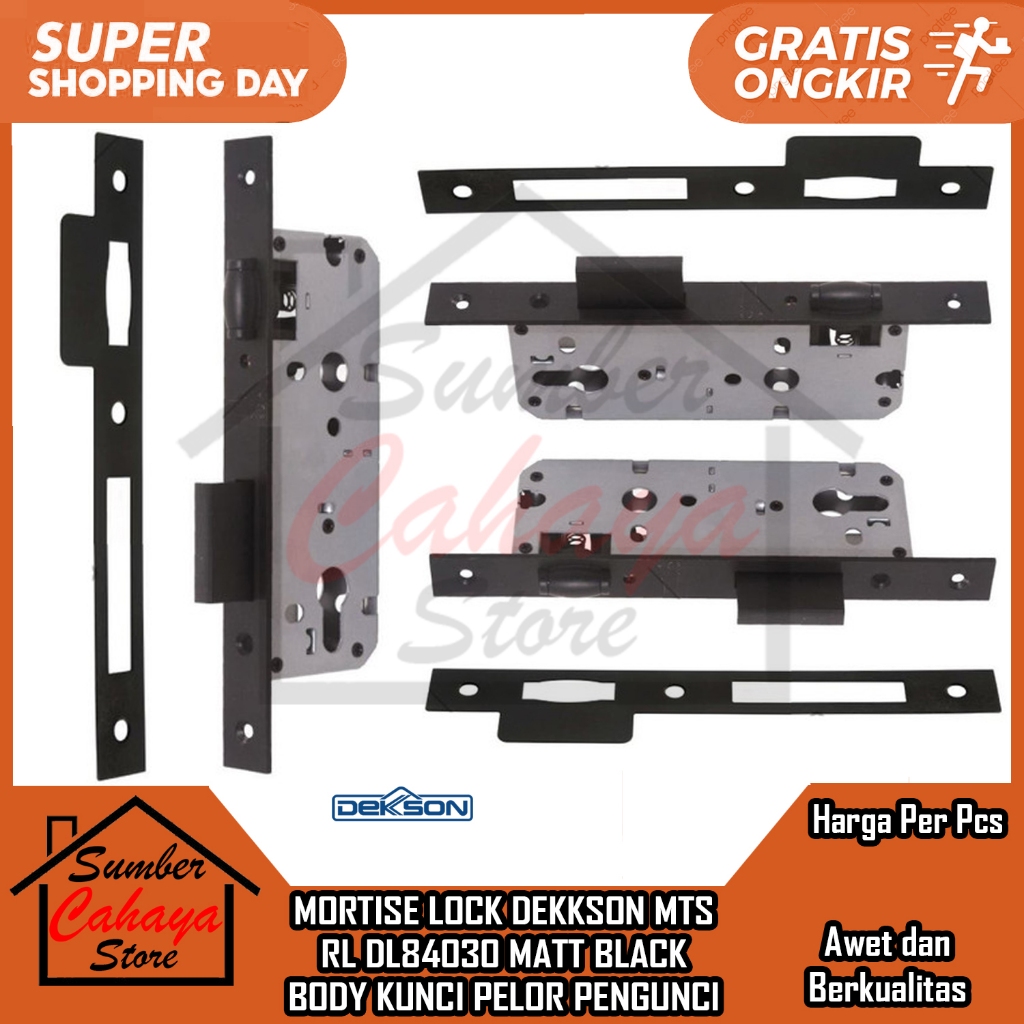 Body Kunci Pelor Mortise Lock Dekkson Mts Rl Dl84030 Matt Black Pengunci Pintu Kayu Aluminium Alumun