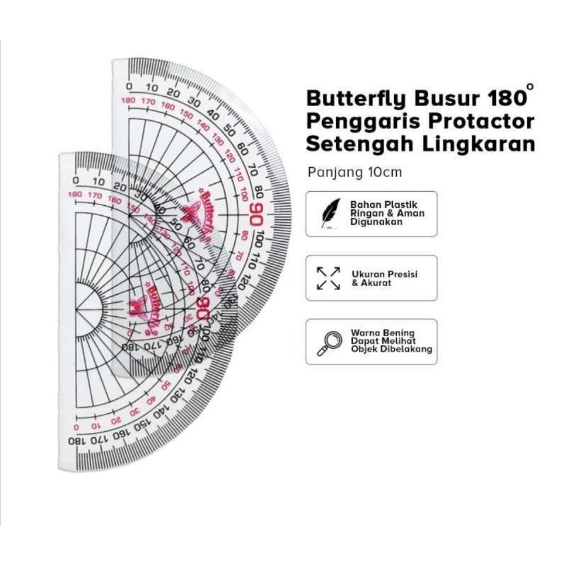 

penggaris busur butterfly 180°