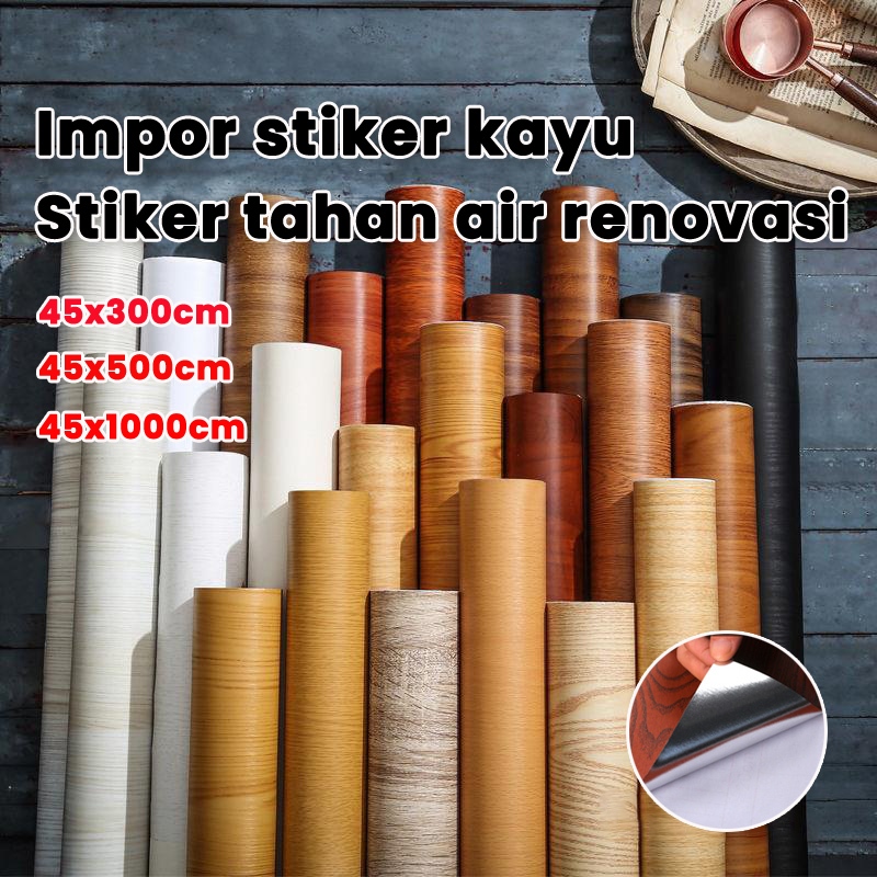 【Lem kuat】wallpaper lemari kayu walpaper dinding serat kayu stiker almari kayu stiker lemari kayu