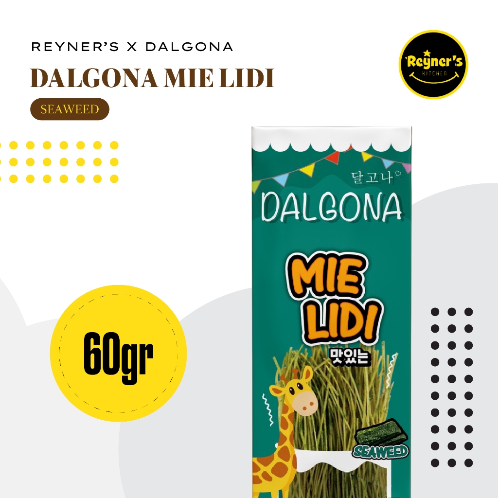 

Reyner's x Dalgona Mie Lidi Seaweed 60gr - Snack Rasa Rumput Laut