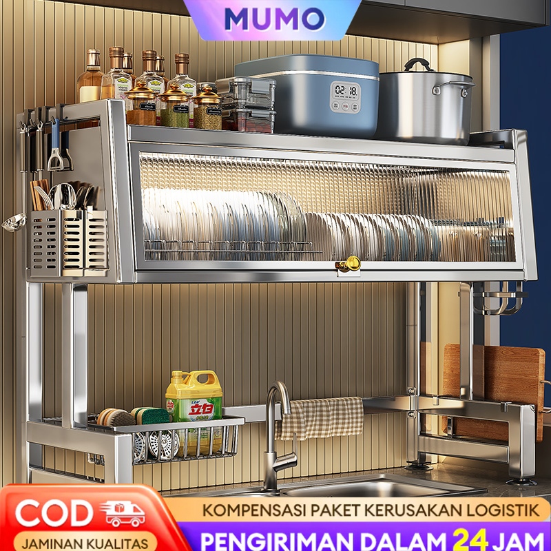 Rak Piring Penutup Rak Penyimpanan Piring Rak Dapur Wastafel Rak Cuci Piring Stainless Rack