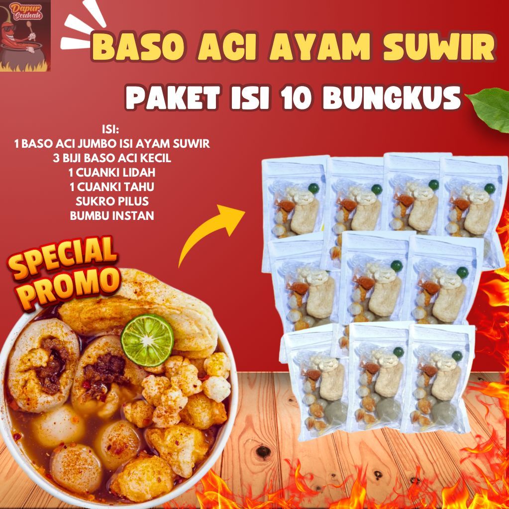 

PAKET 10 BUNGKUS BASO ACI AYAM SUWIR PAKET HEMAT MURAH MERIAH DAPUR SEUHAH