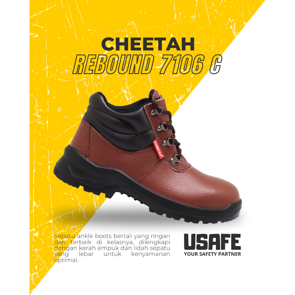 ( GARANSI ) Sepatu Safety Cheetah 7106C 7106 Coklat ORIGINAL