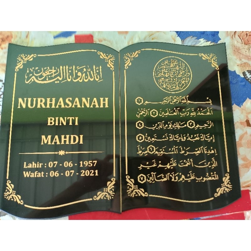BATU NISAN MAKAM LEMPENGAN BUKU UKURAN 30 X 40 CM