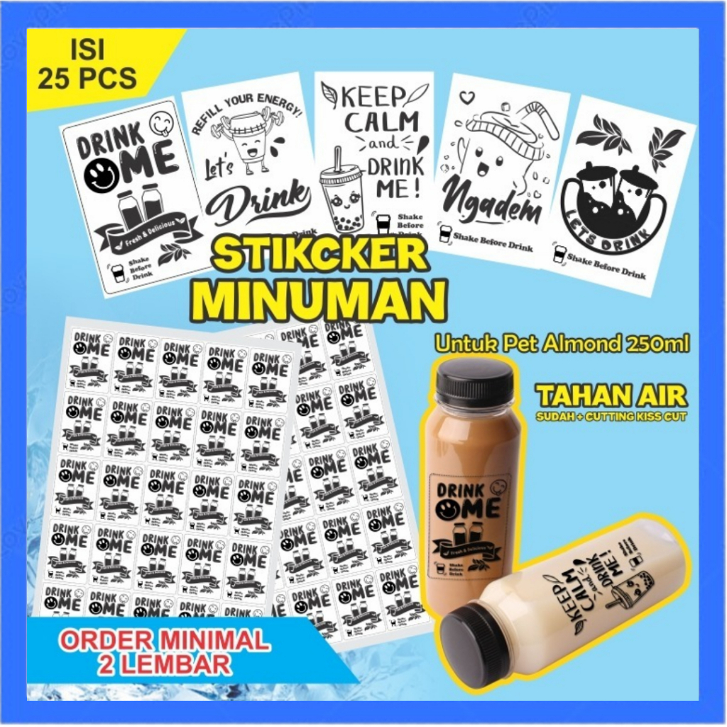 

Stiker Label Kemasan Minuman Botol Almon Isi 50 Pcs Stiker