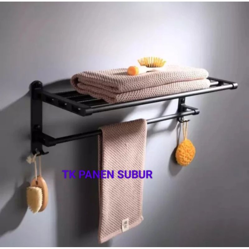 Gantungan handuk kamar mandi hitam