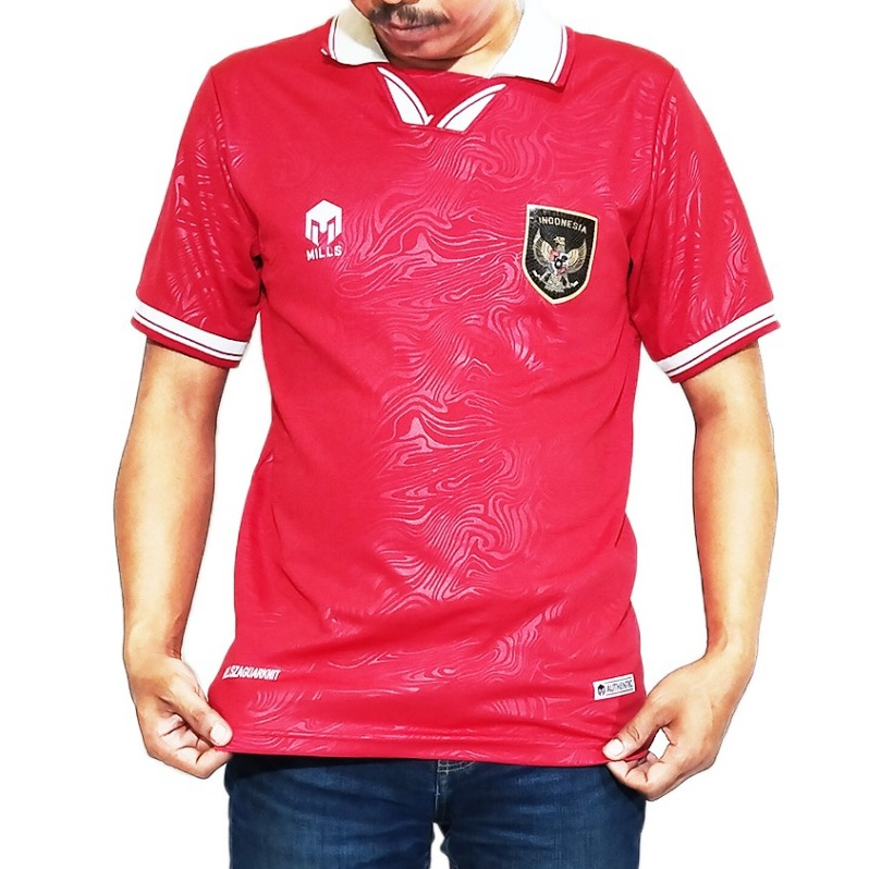 Jersey Kaos Bola Timnas Indonesia Mills Unisex Merah