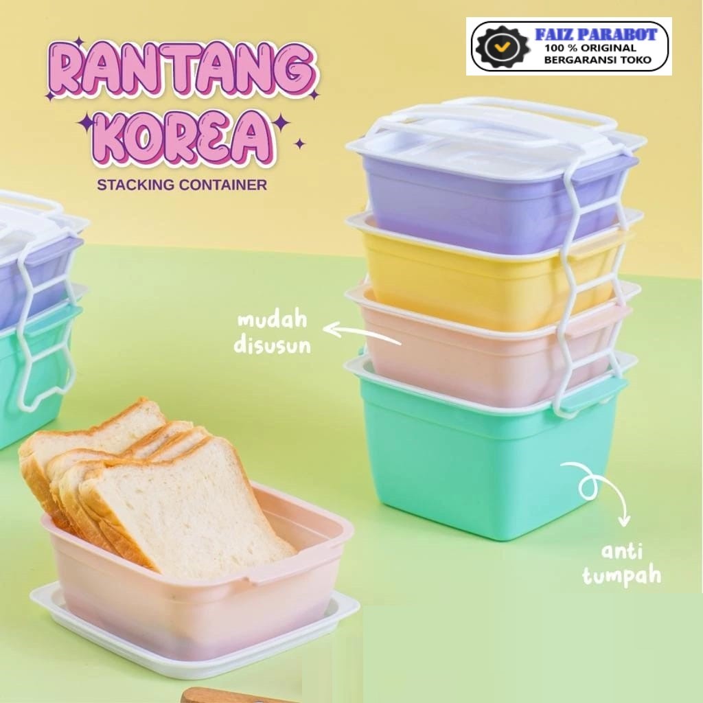 Rantang Korea Kotak Makan Bentuk Rantang Plastik Susun 4 Ada Jingjing Bahan Food Grade