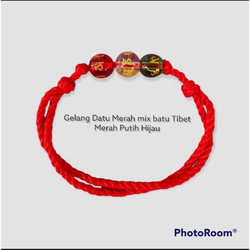 Gelang tiga batu tibet warna gelang merah