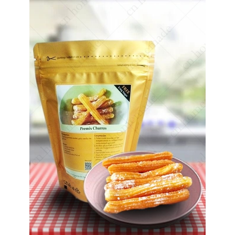 

Premix Churros 266g (Paket Complete Free Spruit/Nozzle Plastik Segitiga)