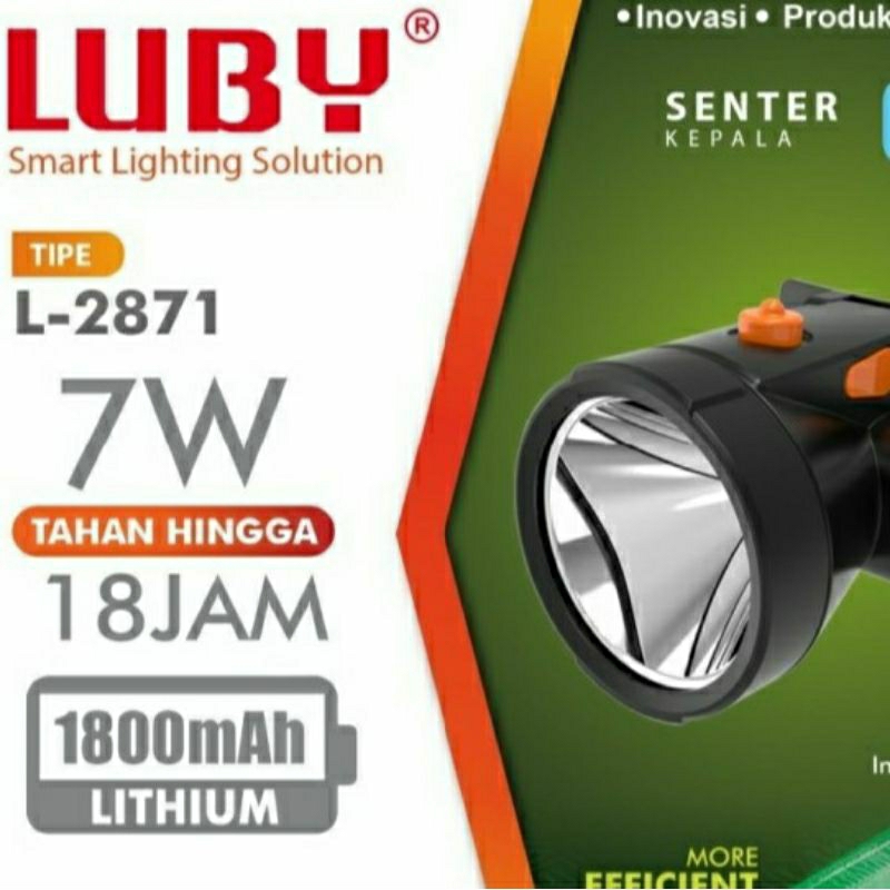 #MAU# Luby Senter Kepala Headlamp L-2871 Lampu Kepala Luby Head Charger Super Terang Putih