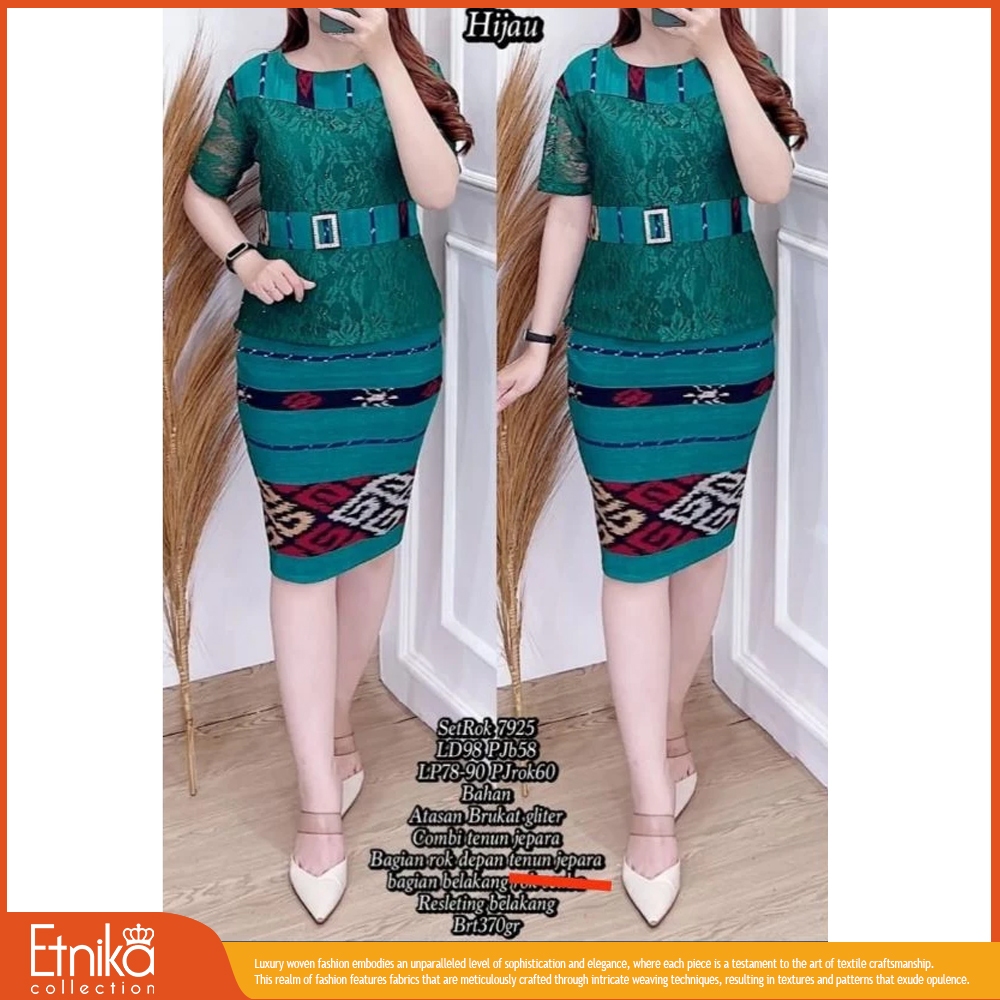 VA06 - ATASAN SETELAN BROKAT TENUN WANITA MOTIF NUSANTARA, BAJU GEREJA, BAJU PESTA