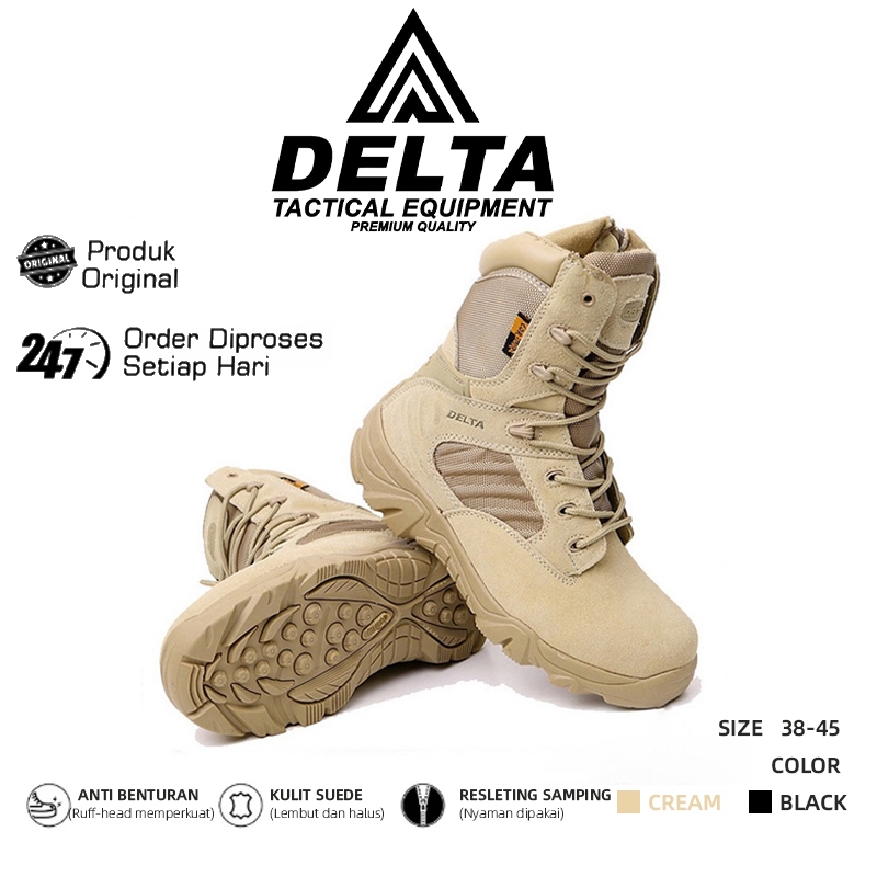 【DELTA】Sepatu PDL Boots Sepatu Tactical Coklat / hitam Militer Sepatu Gunung Hiking Outdoor